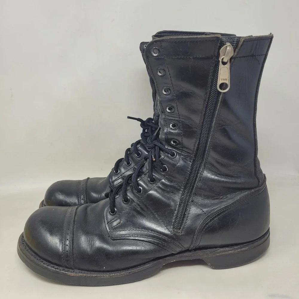 VTG Corcoran Jump Boots 10.5 Black Leather Cap Toe Military Paratrooper Combat